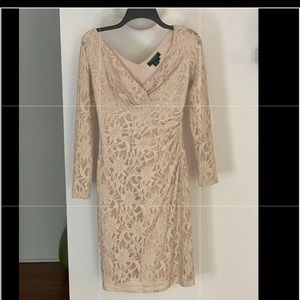 Cream long sleeve lace Ralph Lauren dress size 0
